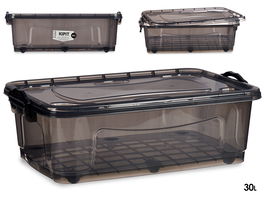 Kipit Bajo Cama con Ruedas Antracita 30L 40x20.5x63 cm (Set de 6)