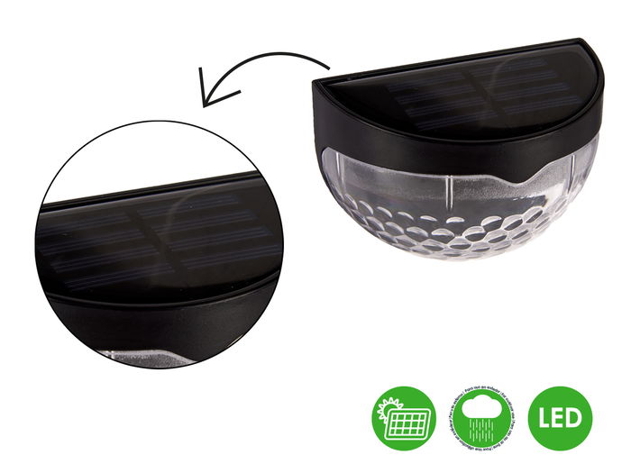 Ibergarden Set Luz Solar Exterior Pared Luz Fria Negro 5x65x9cm (Set de 24)