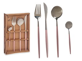 Kinvara Set Cubiertos 8 Piezas Plata Rosa Acero Inoxidable 16 x 5 x 24.5 cm (Set de 12)
