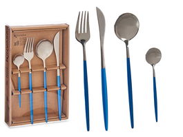 Kinvara Set Cubiertos 8 Piezas Acero Inoxidable Plata y Azul 16 x 24.5 x 5 cm (Set de 12)