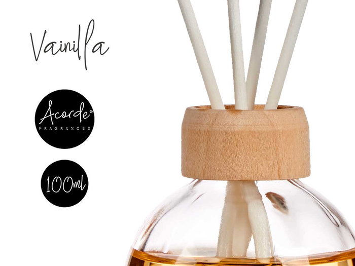 Acorde Mikado 100ml Vainilla con Varilla 5.5x5.5x21.3 cm (Set de 12)