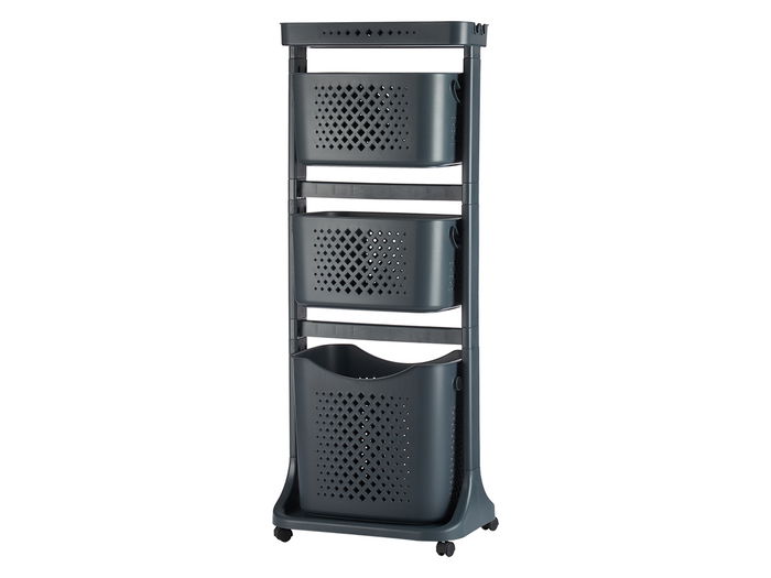Kipit Ropero Plástico 3 Alturas con Ruedas Antracita 33x112x43 cm