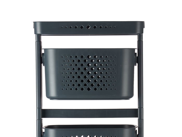 Kipit Ropero Plástico 3 Alturas con Ruedas Antracita 33x112x43 cm