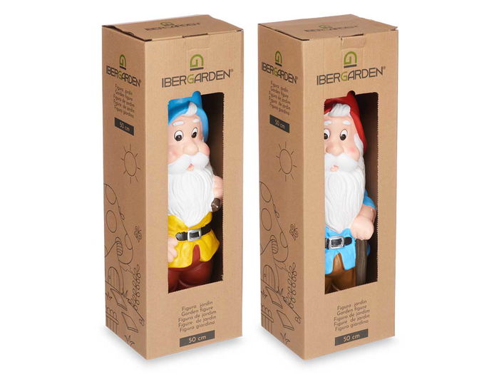 Ibergarden Enano de Jardín de Cerámica 50 cm con Colores Vivos Surtidos (Set de 4)