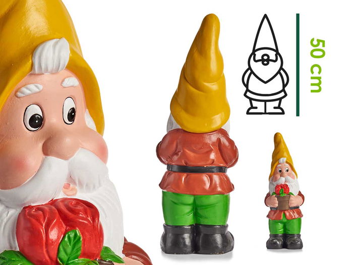 Ibergarden Enano de Jardín de Cerámica 50 cm con Colores Vivos Surtidos (Set de 4)