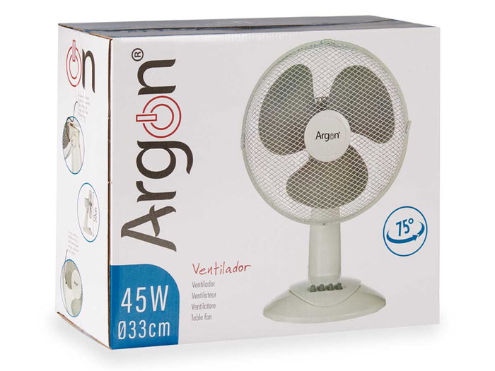 Ventilador De Mesa ARGON 45W Blanco 27x51x33 cm con Giro 75º y Cabezal Inclinable