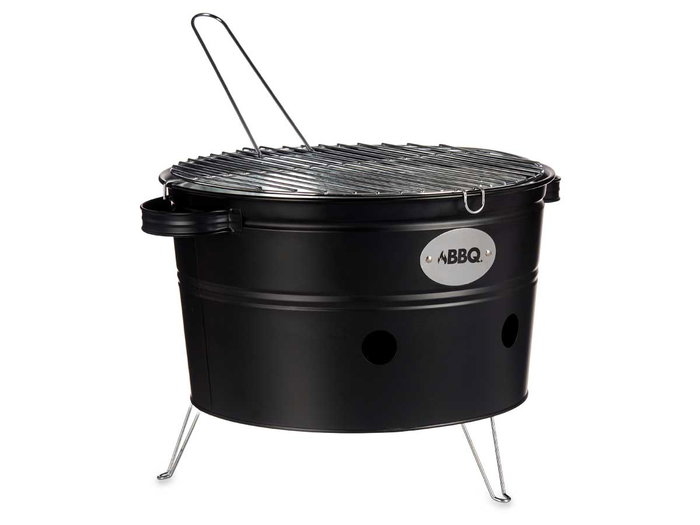 La Dehesa Barbacoa Portátil Cubo 35 cm Negro Hierro Zinc para 6 Comensales (Set de 4)