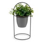 Ibergarden Planta Hoja Redonda Base Metal Gris