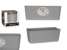 Stefanplast Jardinera Natural con Reserva de Agua 30 cm Gris Plastico 29x13x11 cm (Set de 12)