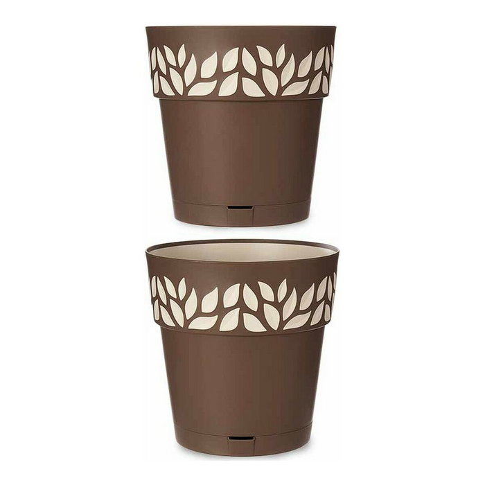 STEFANPLAST Maceta CLOE Marrón-Beige con Reserva de Agua STEFANPLAST Maceta CLOE Marrón-Beige con Reserva de Agua