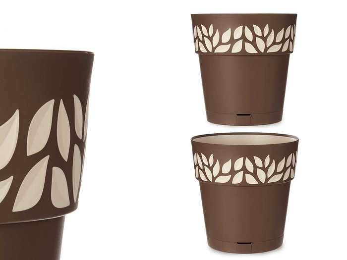 Stefanplast Maceta Plastico Cloe Marron 30 cm con Reserva de Agua (Set de 6)