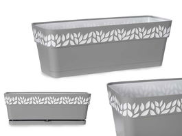 Stefanplast Jardinera Plástico 50 cm Cloe Gris con Reserva de Agua 49.5x19x17 cm (Set de 12)