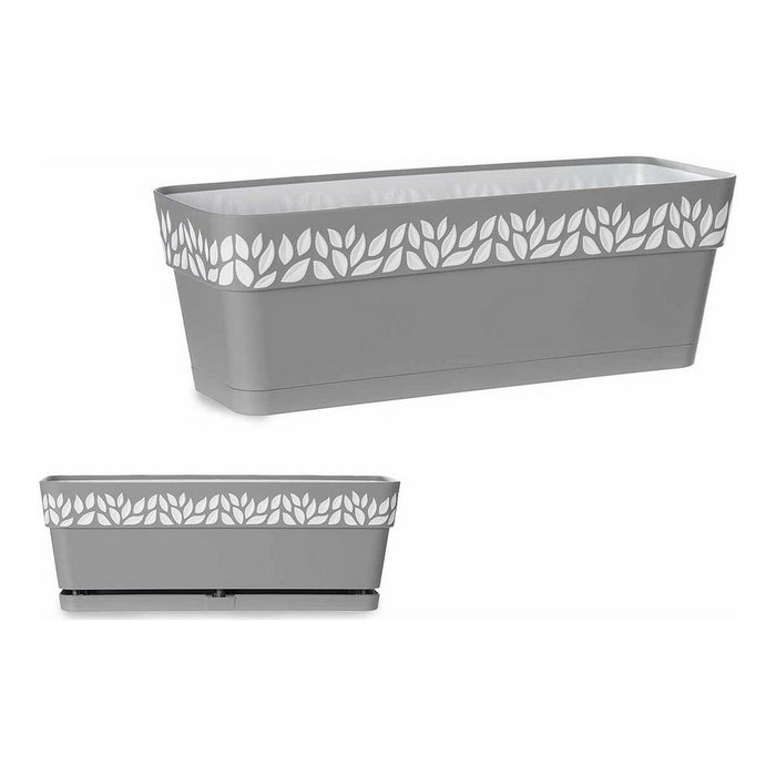 STEFANPLAST Jardinera Cloe Gris-Blanco 50cm con Reserva de Agua STEFANPLAST Jardinera Cloe Gris-Blanco 50cm con Reserva de Agua