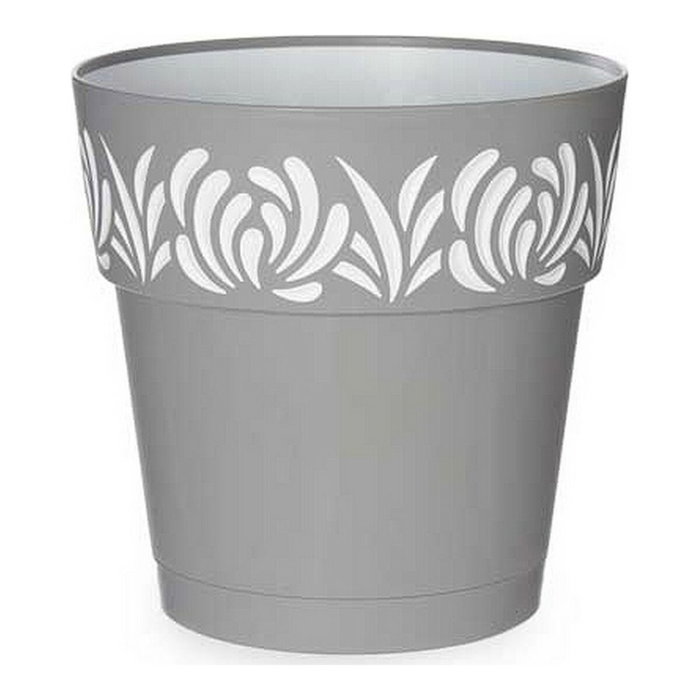 Stefanplast Maceta Gaia Gris-Blanco 25 cm con Reserva de Agua Stefanplast Maceta Gaia Gris-Blanco 25 cm con Reserva de Agua
