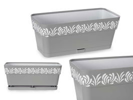 Stefanplast Jardinera Gaia 30 cm Gris de Plástico con Reserva de Agua - 29.3 x 13.3 x 12.3 cm, 2.75 L (Set de 12)