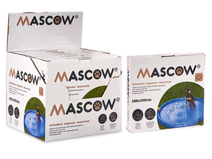 Mascow Alfombra Aspersor para Mascotas 98x98x0.1 cm Azul Plástico PVC (Set de 12)