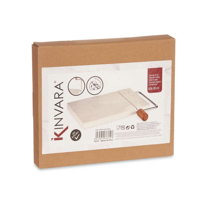 Kinvara Tabla para cortar queso mármol blanco