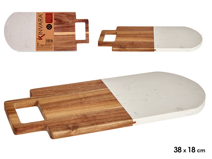 Kinvara Tabla Cortar Madera Y Marmol Blanco Con Asa 18x1.5x38 cm (Set de 8) Kinvara Tabla Cortar Madera Y Marmol Blanco Con Asa 18x1.5x38 cm (Set de 8)
