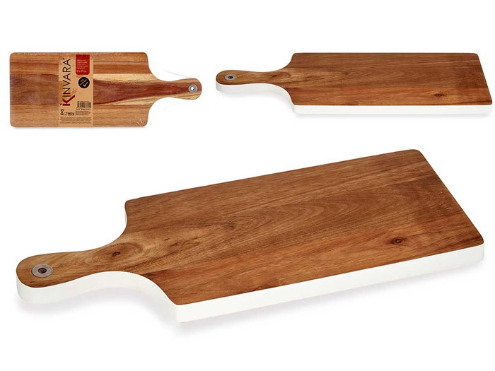 Kinvara Tabla Cortar Madera Acacia Borde Blanco 45 cm (17.3x1.5x44.8 cm) (Set de 12)