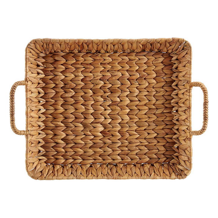 Giftdecor Centro de Mesa Rectangular de Paja Bajo con Asas Marrón