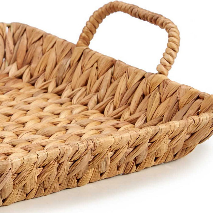 Giftdecor Centro de Mesa Rectangular de Paja Bajo con Asas Marrón