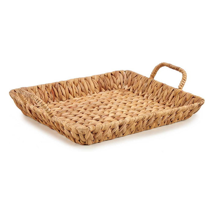 Giftdecor Centro de Mesa Rectangular de Paja Bajo con Asas Marrón