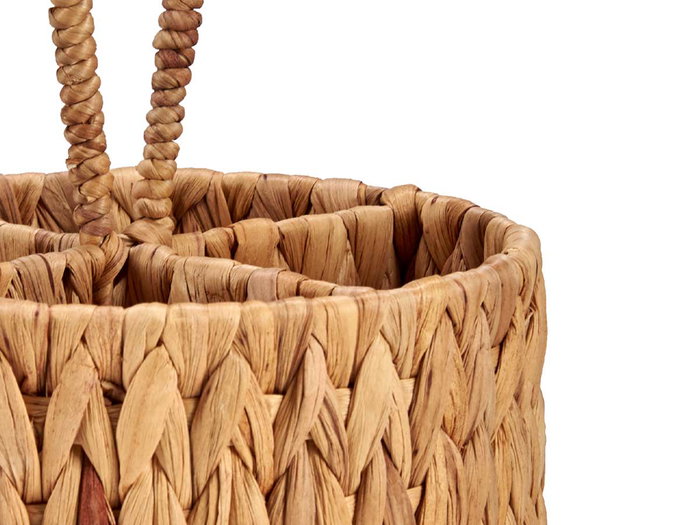 Giftdecor Cubertero Redondo de Paja Jacinto Acuático y Metal Marrón con 4 Huecos 20x30x20 cm (Set de 12)