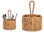 Giftdecor Cubertero Redondo de Paja Jacinto Acuático y Metal Marrón con 4 Huecos 20x30x20 cm (Set de 12)