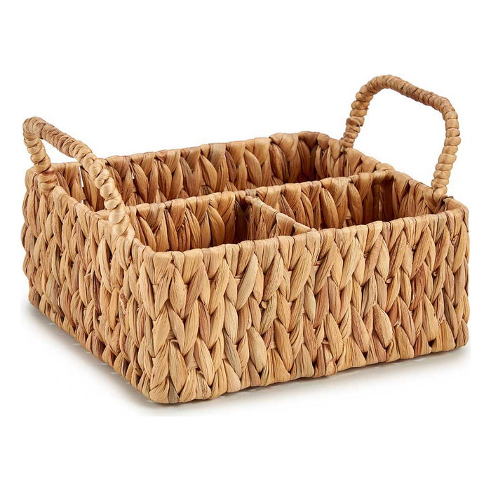 GIFTDECOR Organizador rectangular de paja con 3 huecos Marrón