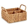 GIFTDECOR Organizador rectangular de paja con 3 huecos Marrón