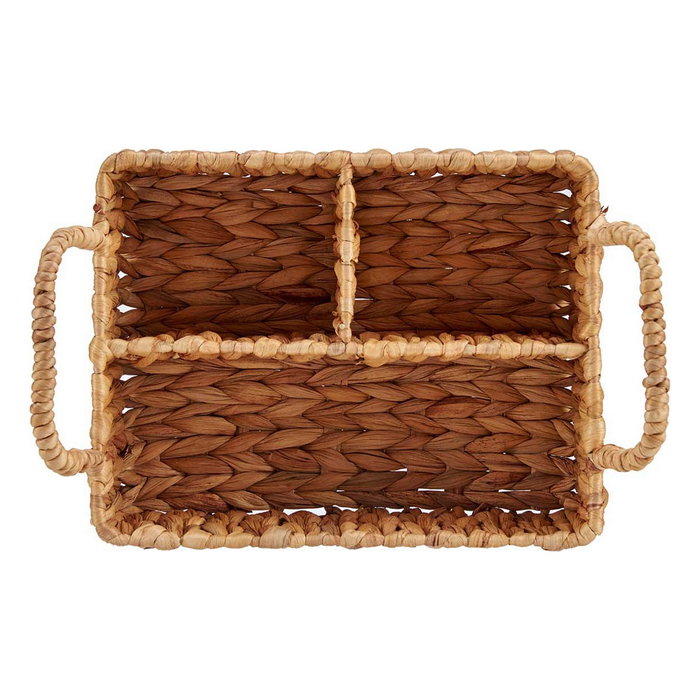 GIFTDECOR Organizador rectangular de paja con 3 huecos Marrón