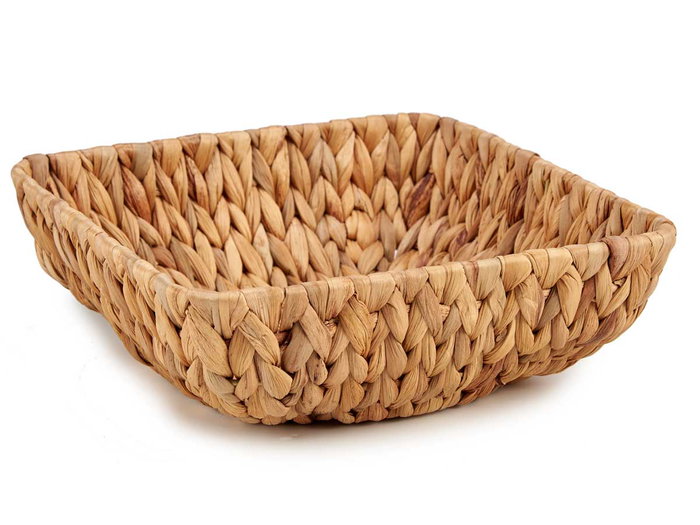 Giftdecor Centro De Mesa Cuadrado De Paja Sin Asa 26x26x8 cm Natural Marrón (Set de 12)