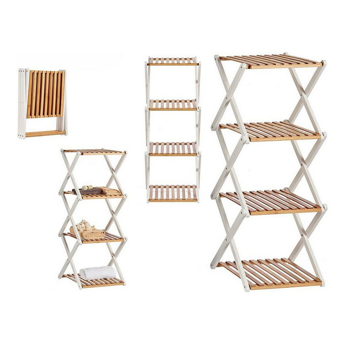 GIFTDECOR Estantería Cuádruple Plegable de Bambú Blanca