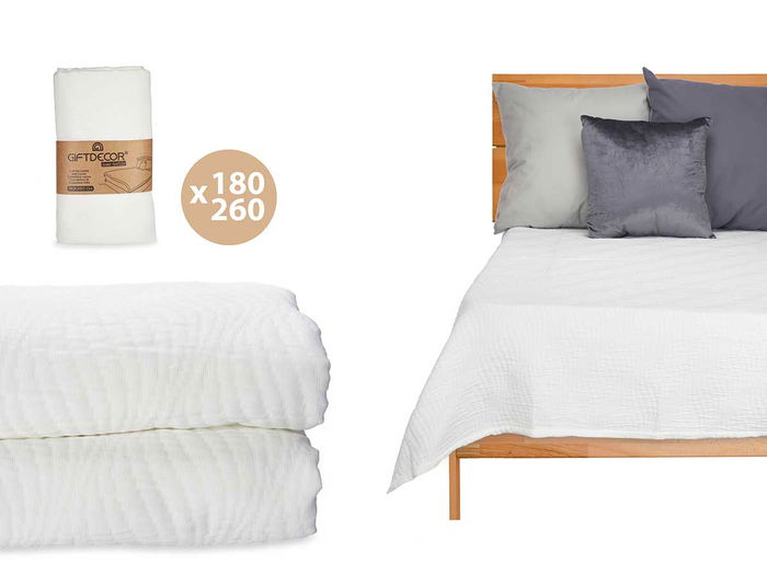 Giftdecor Colcha Cama Agua Blanco 180x260 cm (Set de 4) Giftdecor Colcha Cama Agua Blanco 180x260 cm (Set de 4)