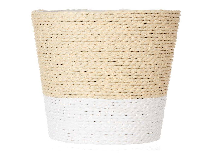 Ibergarden Macetero o Jardinera de Cuerda y Plástico, Color Blanco y Natural, Dimensiones 16x16x14 cm (Set de 24)