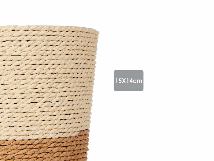 Ibergarden Macetero colgante de cuerda y plástico 16x14x16 cm, color marrón natural, para interior o exterior (Set de 24)