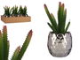 Ibergarden Cactus Artificial Maceta Cerámica Plata Verde 10 cm x 20 cm x 10 cm (Set de 12)