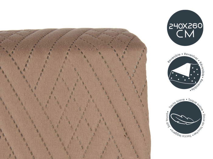 Giftdecor Colcha Cama Reversible Natural Verde Mar 240x260 cm Beige y Verde (Set de 6)