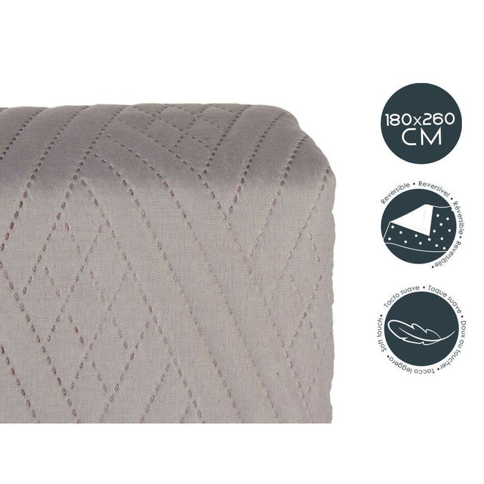 Colcha Reversible Gris Rosa (260 x 180 cm)
