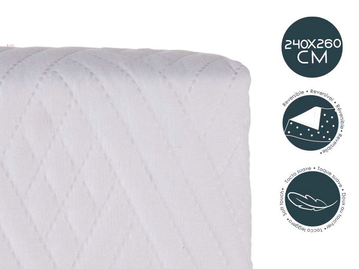 Giftdecor Colcha Reversible 240x260 cm Blanco - 100% Poliéster (6 Unidades)