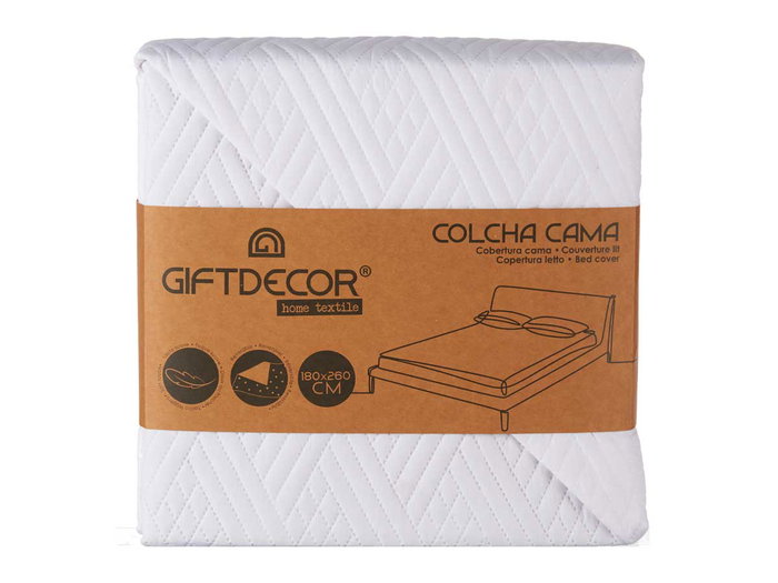 Giftdecor Colcha Reversible 240x260 cm Blanco - 100% Poliéster (6 Unidades)