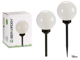 IBERGARDEN Baliza Solar Plástico Bola 15 cm de Alto x 15 cm de Ancho con Panel Solar y LED (Set de 8)