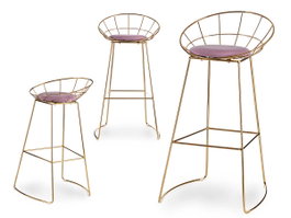 Giftdecor Silla de Bar Cromada Oro Rosa