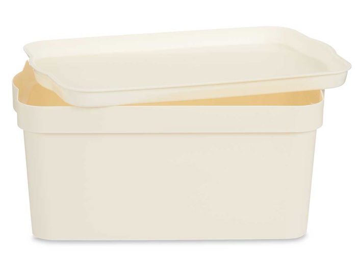Kipit Caja Plástico con Tapa 7,5 L Crema 21.5 x 14.5 x 32 cm (Set de 12)