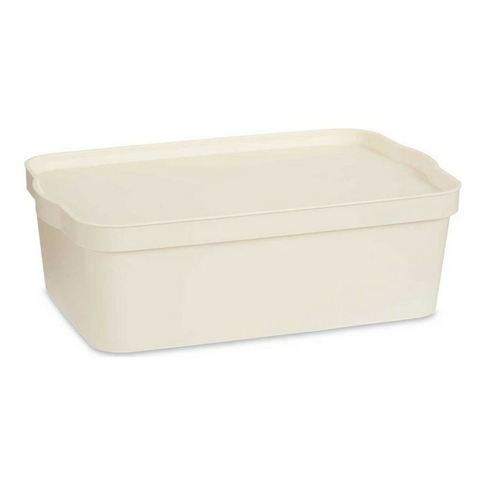 KIPIT Caja de plástico con tapa 14L Crema KIPIT Caja de plástico con tapa 14L Crema