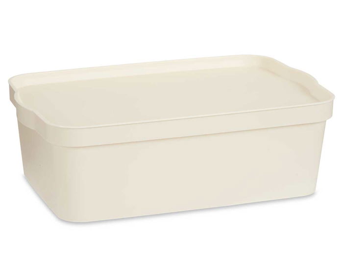 Kipit Caja Plástico con Tapa 14 L Crema 29.5 x 14.3 x 45 cm (Set de 12)