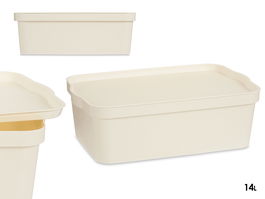 Kipit Caja Plástico con Tapa 14 L Crema 29.5 x 14.3 x 45 cm (Set de 12)