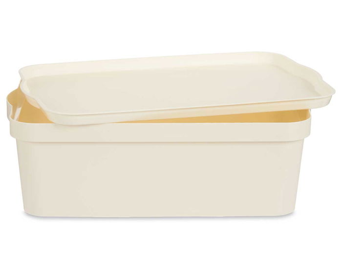 Kipit Caja Plástico con Tapa 14 L Crema 29.5 x 14.3 x 45 cm (Set de 12)
