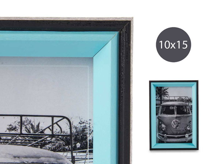 GIFTDECOR Portafotos de Madera 10x15 Negro y Azul