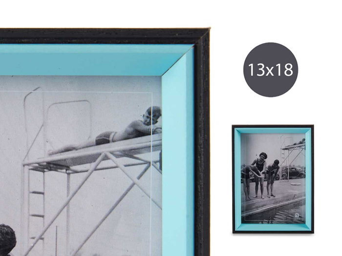 Giftdecor Portafotos Madera 20x15x3 cm Negro y Azul con Cristal (Set de 24) Giftdecor Portafotos Madera 20x15x3 cm Negro y Azul con Cristal (Set de 24)